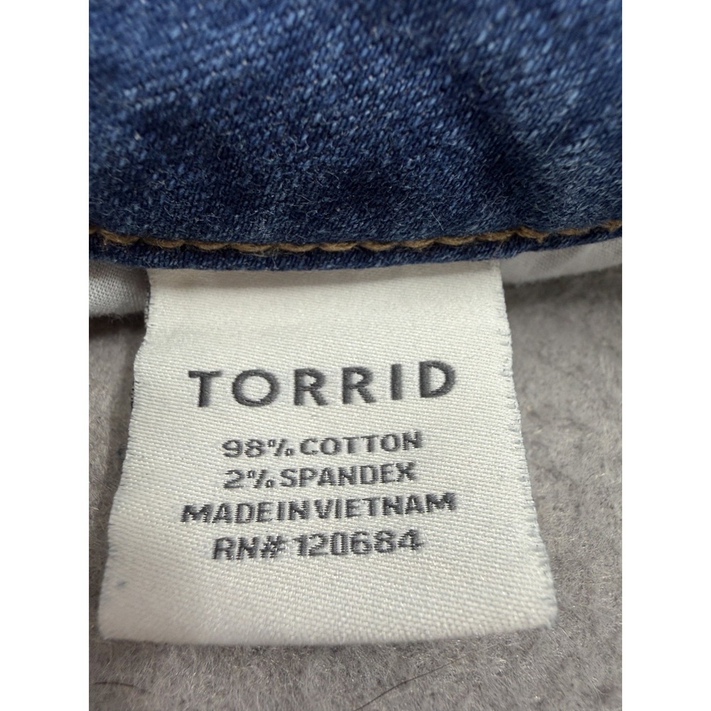 Torrid Jeans Womens 12 Blue Boyfriend Straight Denim Whiskered Coastal Y2K - Picture 12 of 15